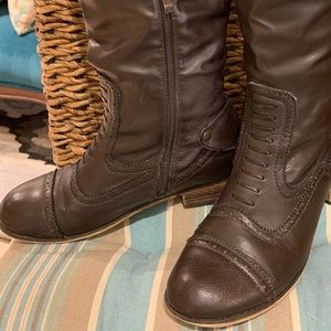 Jacobies Brown faux leather riding boots